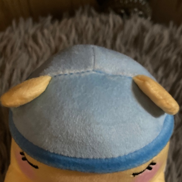 Yellow and Blue Stuffed Animal with Pink Blanket - Picture 5 of 16